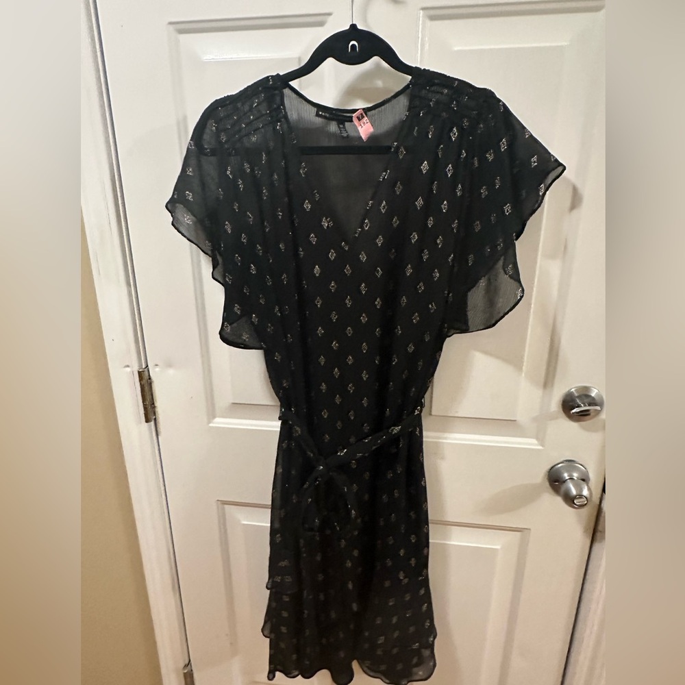 White House Black Market Black Patterned Midi Dress